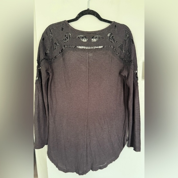 Free People Lace Tunic Black Long Sleeve Top - Picture 4 of 6